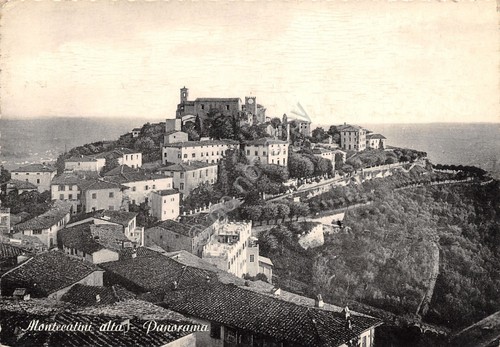 Cartolina Montecatini Alta Panorama 1654 timbro Montecatini grinze (Pistoia)