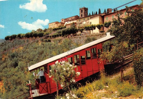 Cartolina Montecatini Terme Funicolare e panorama citt? alta (Pistoia)