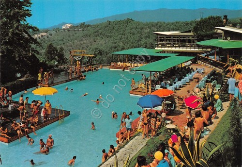Cartolina Montecatini Terme Piscina Le Panteraie animata anni '80