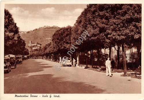 Cartolina Montecatini Terme Viale Verdi animata 1938