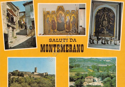 Cartolina Montemerano vedute varie paese anni '80