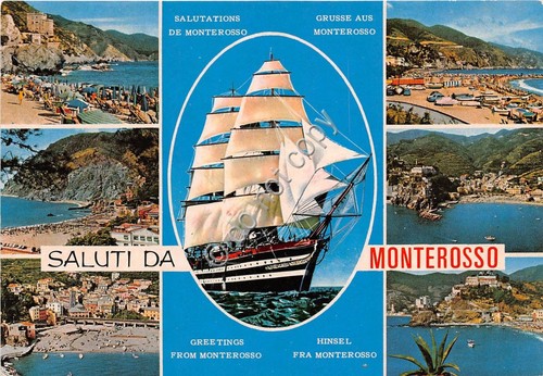Cartolina Monterosso vedute varie (La Spezia)
