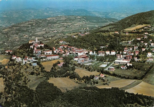 Cartolina Montese panorama aereo 1973