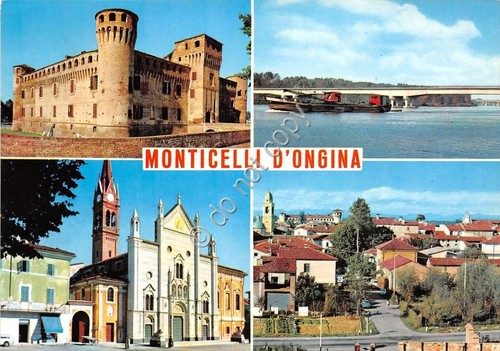 Cartolina Monticelli d'Ongina Vedutine anni '70 (Piacenza)