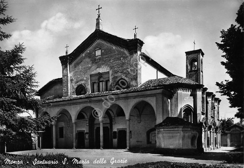 Cartolina Monza Santuario santa Maria delle Grazie 1957