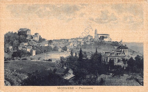 Cartolina Mornese panorama collina anni '20
