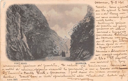 Cartolina Mumbles Fort Road 1901
