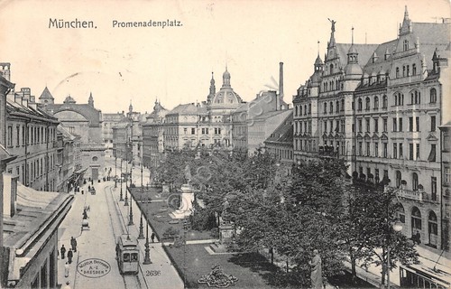 Cartolina Munchen Promenadenplatz 1907