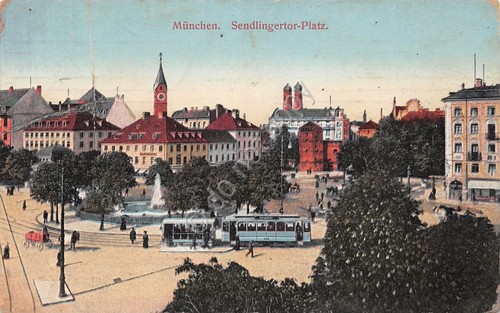 Cartolina Munchen Sendlingertor Platz 1912
