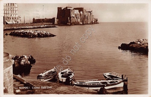 Cartolina Napoli Castel dell' Ovo barche 1937