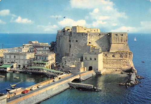 Cartolina Napoli Castel dell' Ovo timbro targhetta PT 1965