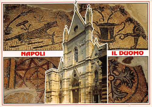 Cartolina Napoli il Duomo vedute varie e mosaici 2005