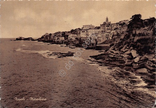 Cartolina Napoli Marechiaro Timbro Motta 1950 ingiallita