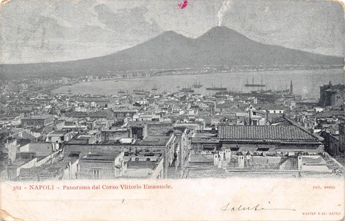Cartolina Napoli Panorama da Corso V. Emanuele 1901