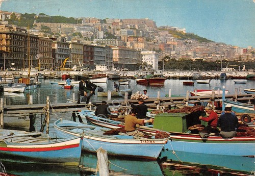 Cartolina Napoli Panorama pescatori animata 1971