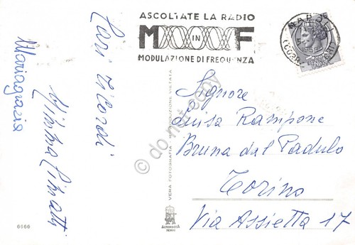 Cartolina Napoli Posillipo timbro a targhetta ascoltate la radio 1958