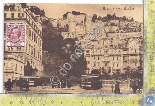 Cartolina Napoli Rione Amedeo Animata Filovia anni '20