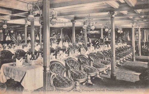 Cartolina Nave La Gascogne Compagnie Generale Transatlantique Salon du Steamer