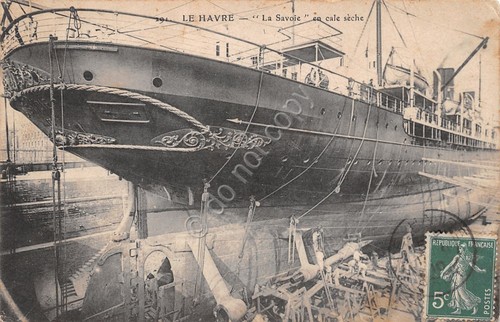 Cartolina Nave La Savoie en cale seche Le Havre