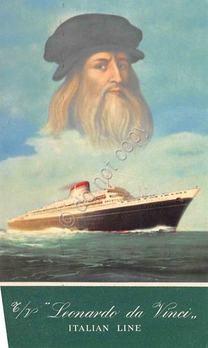 Cartolina Nave Leonardo da Vinci Italian Line express New York …