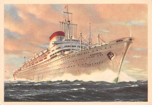 Cartolina Nave M/N Augustus 1° premio nazionale di Studio Vita …