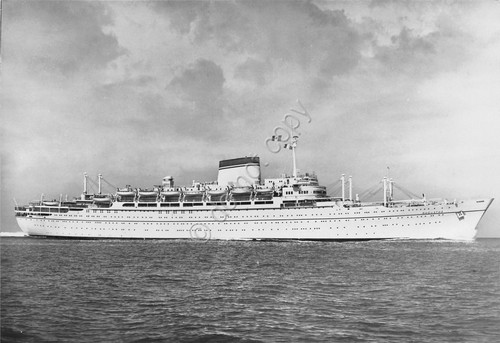 Cartolina Nave Motonave Augustus Italia Soc Navigazione