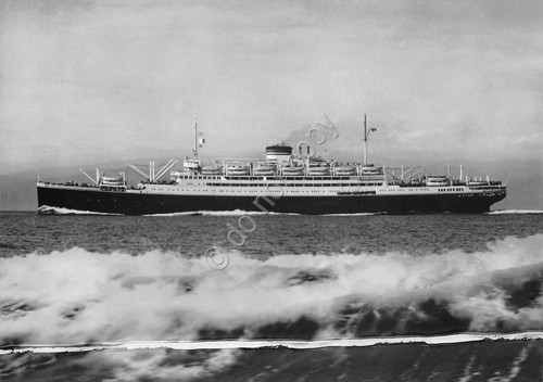 Cartolina Nave Motonave Vulcania danneggiata