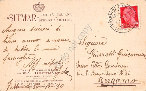 Cartolina Nave Neptunia Sitmar Loenvand 1930