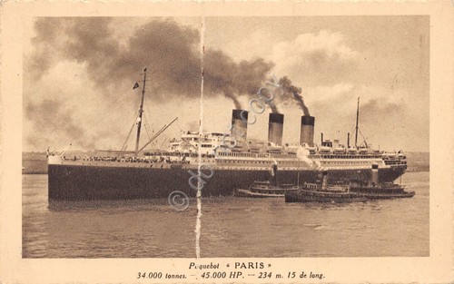 Cartolina Nave Paquebot Paris 1924