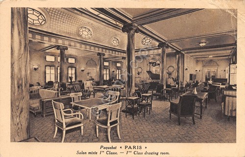 Cartolina Nave Paquebot Paris Salon Mixte de 1 Classe 1924