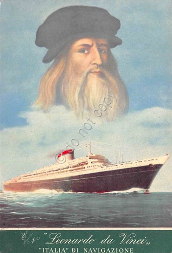 Cartolina Nave T/N Leonardo da Vinci Italia di Navigazione illustrata