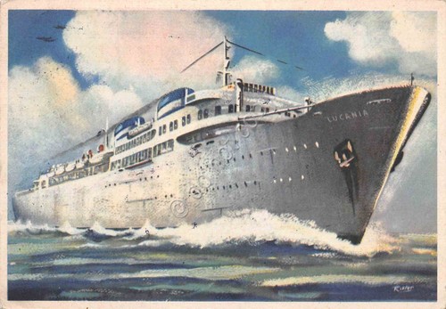 Cartolina Nave T/N Lucania Venezuela Centro America 1955 illustrata
