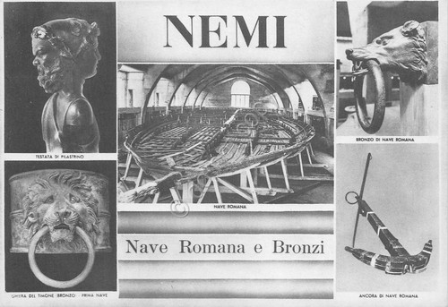 Cartolina Nemi Nave Romana e Bronzi vedute varie