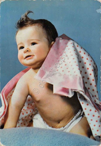 Cartolina neonato con coperta 1956 Tassata