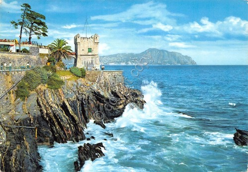 Cartolina Nervi Passeggiata a mare scogliera 1962 (Genova)