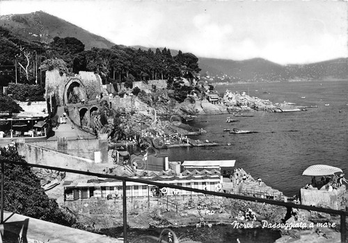 Cartolina Nervi Passeggiata a mare stabilimento grinza