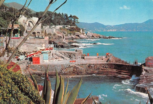 Cartolina Nervi Passeggiata Anita Garibaldi bar Sip