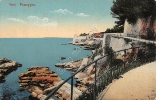 Cartolina Nervi Passeggiata illustrata 1919