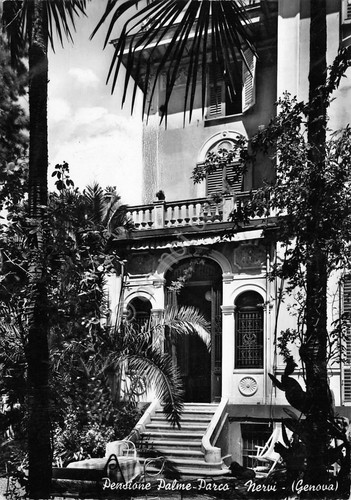 Cartolina Nervi Pensione Palme Parco 1953
