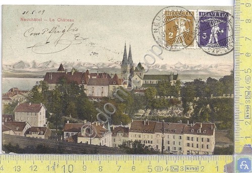 Cartolina Neuchatel - Le Chateu - coloured - Vg Suisse …