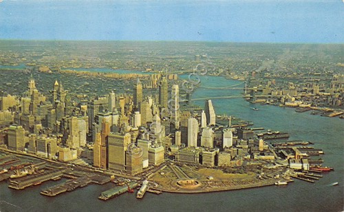 Cartolina New York Manhattan aerial view 1968