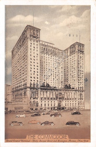 Cartolina New York The Commodore 1937 illustrata