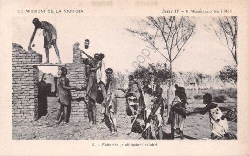 Cartolina Nigrizia fabbrica abitazioni Missioni Africa Centrale 1925