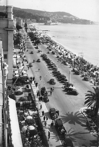 Cartolina Nizza Promenade des Anglais 1949 auto d'epoca
