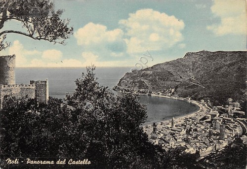 Cartolina Noli Panorama dal castello 1956