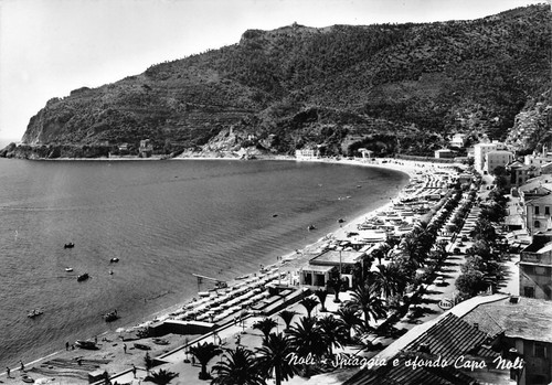 Cartolina Noli Spiaggia e Capo Noli 1960