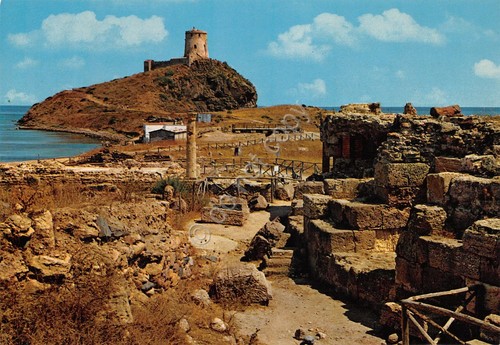 Cartolina Nora vista sui ruderi romani