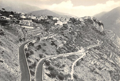 Cartolina Norma panorama della collina con strade anni '80