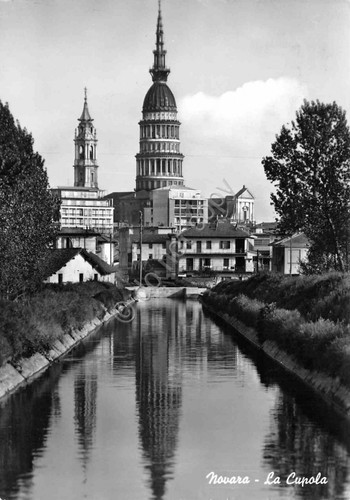 Cartolina Novara la cupola fiume 1963