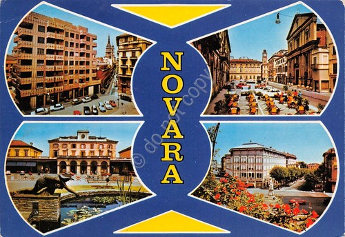 Cartolina Novara vedute 1988